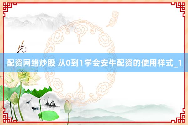配资网络炒股 从0到1学会安牛配资的使用样式_1