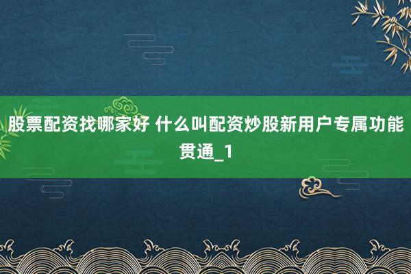 股票配资找哪家好 什么叫配资炒股新用户专属功能贯通_1