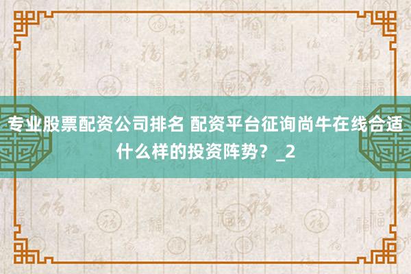 专业股票配资公司排名 配资平台征询尚牛在线合适什么样的投资阵势？_2
