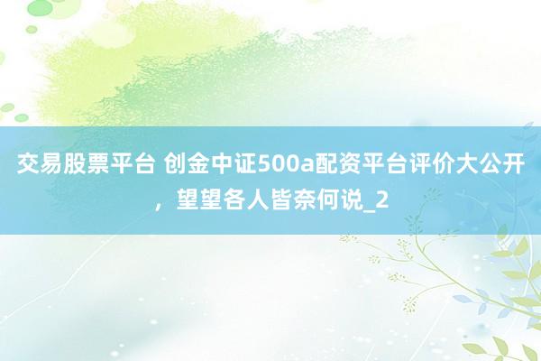 交易股票平台 创金中证500a配资平台评价大公开，望望各人皆奈何说_2