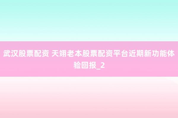 武汉股票配资 天翊老本股票配资平台近期新功能体验回报_2