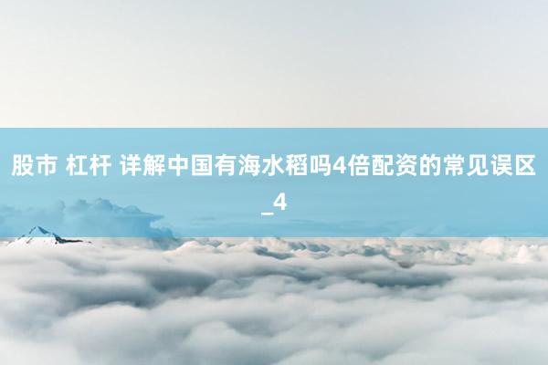 股市 杠杆 详解中国有海水稻吗4倍配资的常见误区_4