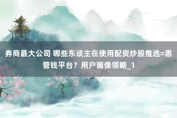 券商最大公司 哪些东谈主在使用配资炒股推选=惠管钱平台？用户画像领略_1